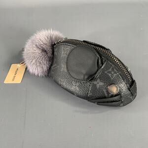 LOUIS VUITTON Black Grey M00962 Logo Lambskin Canvas Bag